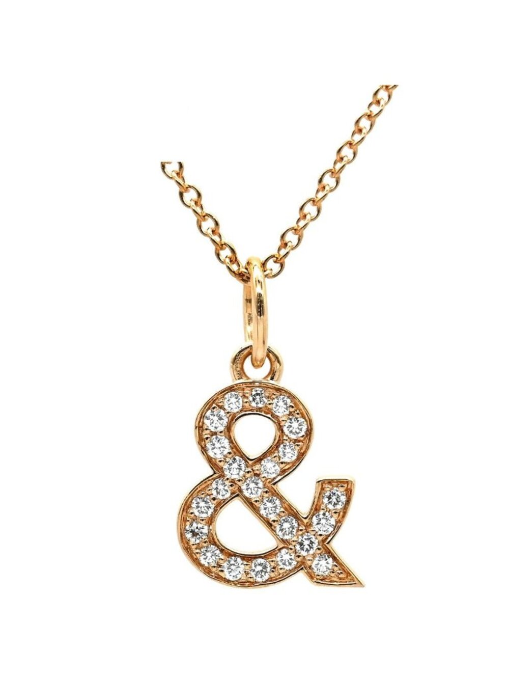 Tiffany & Co Necklace Ampersand Pave Diamond Rose Gold T&Co 18k